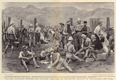 Prisonniers britanniques attendant leur libération, le camp à la station de Noigedacht sur la ligne de la baie de Delagoa - Frank Dadd